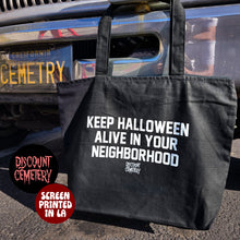 Load image into Gallery viewer, KEEP HALLOWEEN ALIVE zipper tote bag